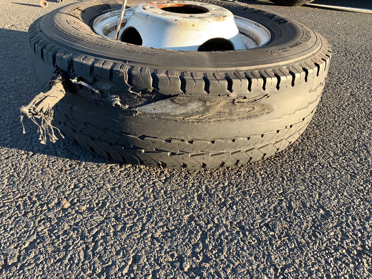 pamposz's tweet photo. Not surprising that we got a flat on our trip since Cruise America sent us out with bald tires. I would never rent from them again. It could have gone really badly. https://t.co/MIlYpCAd44