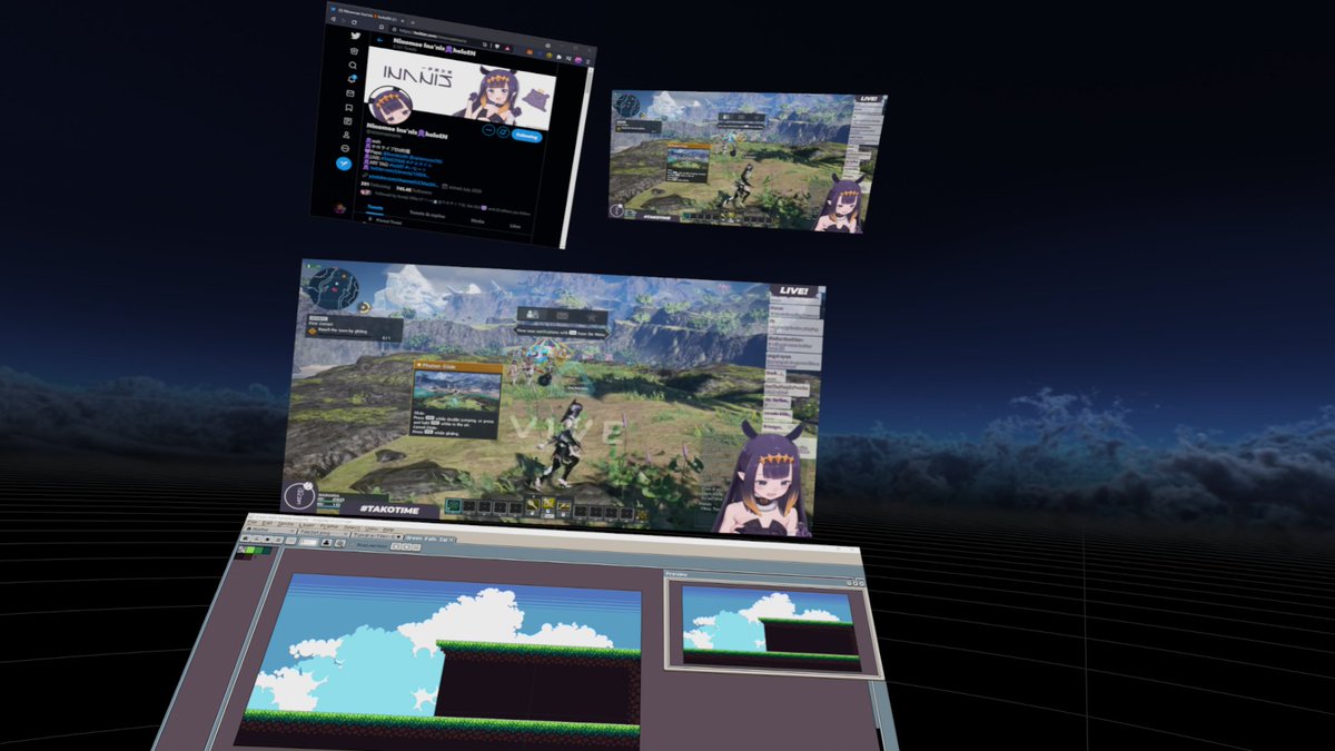 IroncladVR's tweet photo. Good to have my #VRWorkspace back up! 
Catching up on some #TAKOTIME  vids.

#Vtuber #VR #ENVtuber #VtuberDev #pixelart #hololiveEN #holoMyth #inART https://t.co/TqAMooW3bh