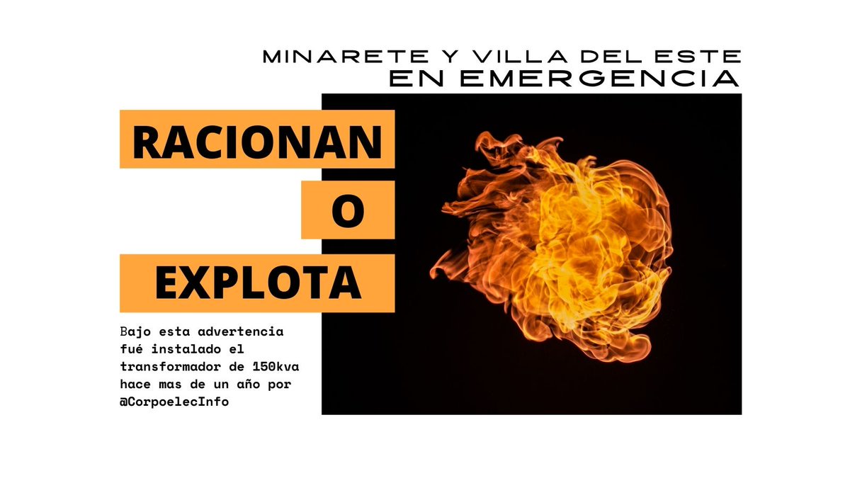 MinareteA's tweet photo. 1año esperando que @CorpoelecInfo instale transformador 500kva para encender ascensores y bombas de agua sin restricciones en #Minarete y #VilladelEste #LaAlameda @CORPOELECinfo @BetancourtJLuis @NestorLReverol @hectoRodriguez @mppeevzla @VPSOPS_ @georgetteTop @nicolasmaduro https://t.co/9GjWGhnRrd