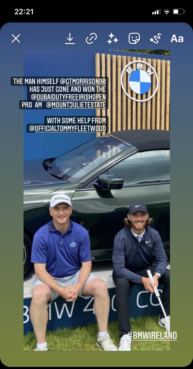 A tough day at the office ! The Irish Open Pro AM - Congratulations go to the man himself Gary Morrison and his team, which was steered by one of the finest-Tommy Fleetwood for taking FIRST place in the PRO AM 👏
<a href="/TommyFleetwood1/">Tommy Fleetwood</a> <a href="/MorrisonBMW/">Morrison BMW</a>  #bmwireland #dubaidutyfreeirishopen