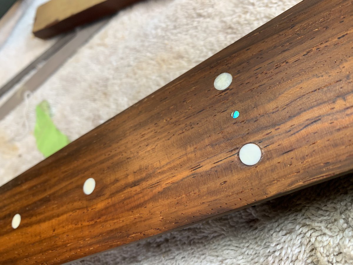 Fingerboard dot installation 😎<a href="/DeTempleGuitars/">DeTemple Guitars</a> #telecaster #luthier #inlay #fender #intheworks