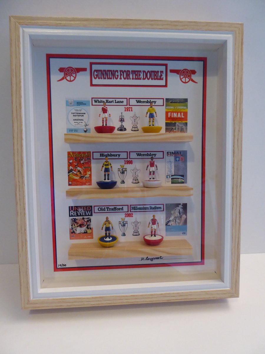helcol123subbu1's tweet photo. Another #subbuteo framed #Arsenal artwork on its way to a new home. DM for details @helcol123subbu1 Or you may be interested in the individual mini kit frames. This celebrates the last game at #HIghbury What a day! #afc #arsenalfc #arsenalnews #arsenaltalk #arsenalfans #gooners https://t.co/QzbZLLEshK