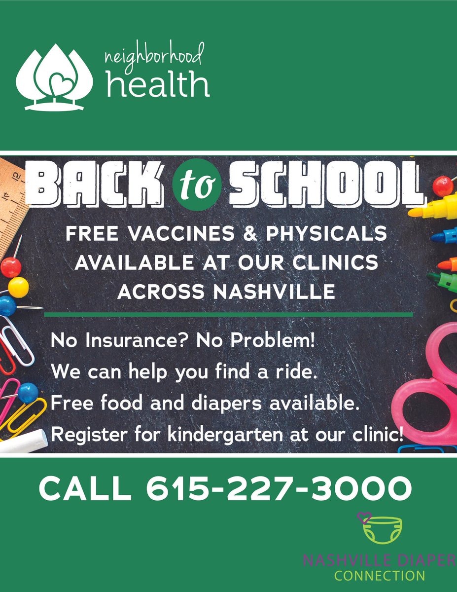 trhodesMNPS's tweet photo. Free Vaccines and Physicals!!  Please share. @ChurchwellElem1 @CommAchieves @MNPSNorthwest @MetroSchools @NashDiaperBank https://t.co/KMNPQsEU9L