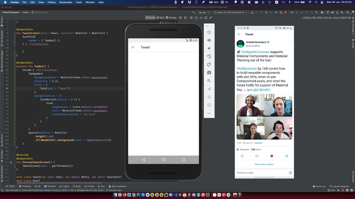 soulesidibe's tweet photo. Just started a fun idea. Try to build this tweet using #JetpackCompose. Hopefully I’ll have enough time to build this 😅🙏🏾 https://t.co/DFv3SOpSy0