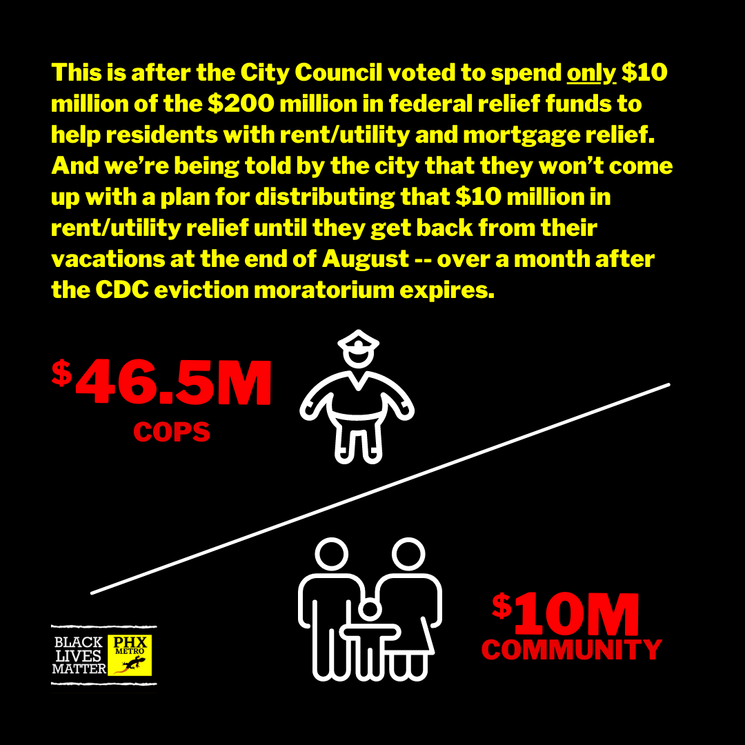 blmphxmetro's tweet photo. On July 1, PHX City Council will vote to spend $46.5 million to buy Wells Fargo Center to use as a new HQ for Police and 911. Help us tell the corrupt PHX City Council just what we think of their plan:

Speak here: https://t.co/iby1XeSTlU
Comment here: https://t.co/ETO1VflVog https://t.co/av1hBVoqKU
