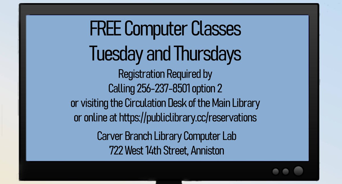 publibann's tweet image. The Library offers FREE Computer Classes at the Carver Branch, 722 West 14th Street. View upcoming classes at publiclibrary.cc/class