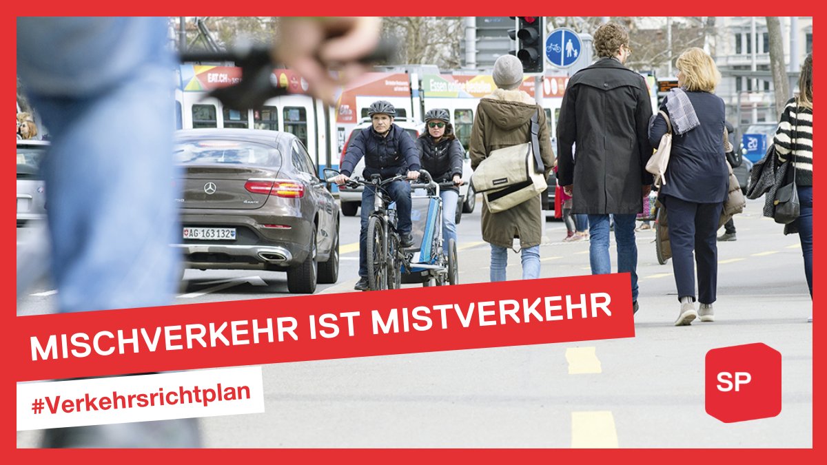 Mischverkehr ist Mistverkehr! Auf Mischverkehrsflächen sind Konflikte vorprogrammiert. Nur die Entflechtung von Fuss-, Velo- und Autoverkehr entschärft diese Konflikte und bringt mehr Sicherheit für alle. #Verkehrsrichtplan #grzh