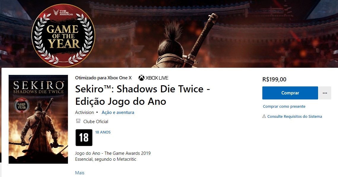 Sekiro(TM): Shadows Die Twice - Edição Jogo do Ano