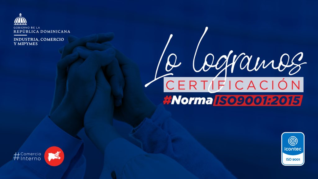 rperezfermin's tweet photo. ¡Estamos certificados! 

Hemos logrado uno de los hitos más relevantes en la historia del @MIC_RD la Certificación ISO 9001-2015. Por el fomento del comercio interno de la nación, reafirmamos nuestro compromiso de servir con calidad y transparencia. #ElMICMCambia https://t.co/XfggYcDNnw