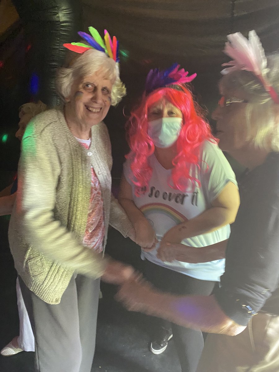 Disco time 🕺 💃  in Our very own VIP nightclub! #gardenparty #disco #dancing #smiles #carehomeopenweek #carehomelife #lymm #cheshire