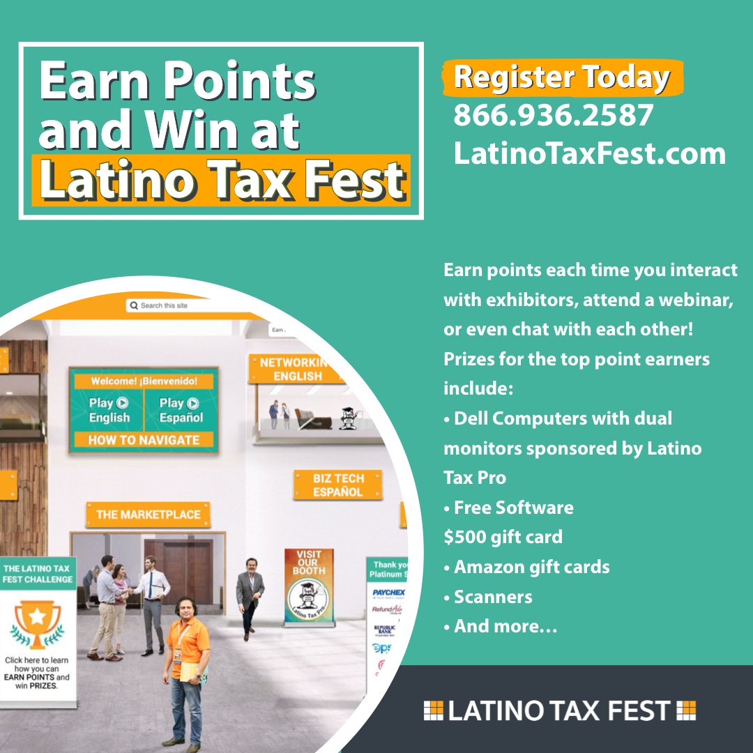 #LatinoTaxFest is full of education and FUN! 🏆Earn points by completing tasks during the event for a chance to win a grand prize! Leave us a comment if you're ready to join the fiesta 💃
.
.
.
.
#taxes #tax #taxpro #taxrefund #irs #taxtip #refund #taxprep #taxhelp #latinotaxpro