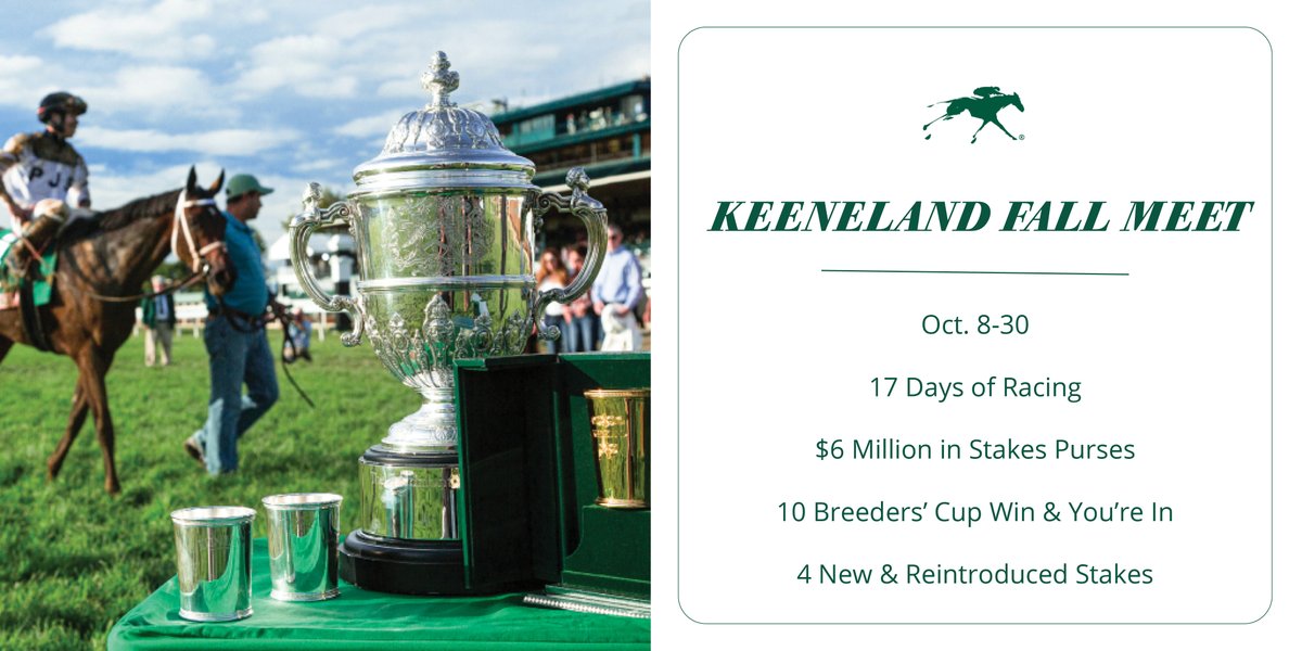 NEWS: Keeneland To Award Record $6 Million In Stakes Purses During 2021 Fall Meet As Track Celebrates 85th Anniversary → bit.ly/3A7vomq