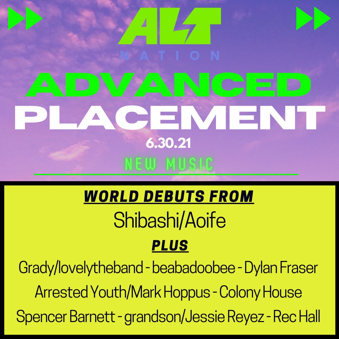 <a href="/shibashiclub/">Shibashi</a> feat. <a href="/whenyoungAoife/">Aoife Power</a> close out the final Advanced Placement of the month with a world debut plus new music from <a href="/beabad00bee/">beabadoobee</a> <a href="/whoinvitedgrady/">Grady</a> <a href="/lovelytheband/">lovelytheband</a> <a href="/DylanFraser/">Dylan Fraser</a> @ArrestedYouth <a href="/markhoppus/">mark hoppus</a> <a href="/ColonyHouse/">COLONY HOUSE</a> <a href="/spencerbarnett/">Spencer Barnett</a> <a href="/grandson/">grandson</a> <a href="/Jessiereyez/">Doing great things bitch</a> Rec Hall