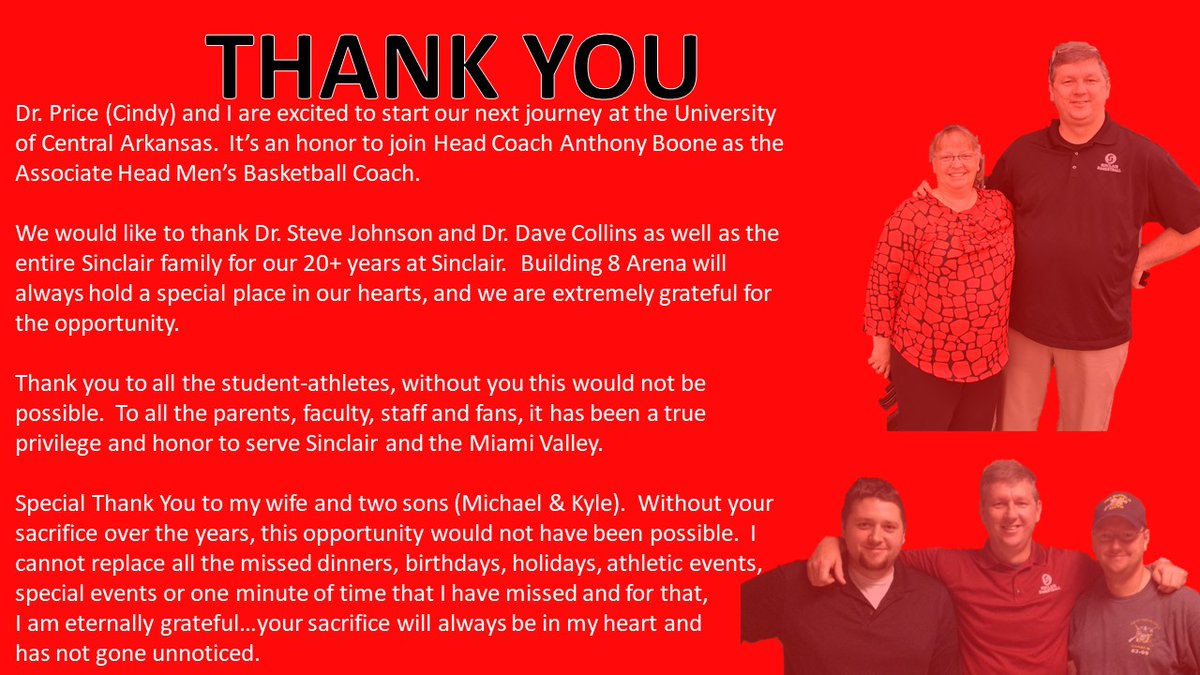 Coach Price (@ncaacoachprice) on Twitter photo It's hard to believe that it has been 21 years
Thank you Dr @SinclairPrez & Dr @dc_eduk8or
Two amazing leaders
Thank you to all the great faculty/staff at <a href="/SinclairCC/">Sinclair College</a>
Thank you to all our student-athletes #SinclairFamily
Special Thank You to my wonderful family #MuchLove It's hard to believe that it has been 21 years
Thank you Dr @SinclairPrez & Dr @dc_eduk8or
Two amazing leaders
Thank you to all the great faculty/staff at <a href="/SinclairCC/">Sinclair College</a>
Thank you to all our student-athletes #SinclairFamily
Special Thank You to my wonderful family #MuchLove