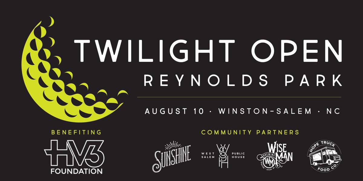 The Twilight Open is BACK! Join us August 10th to raise support for the great work the <a href="/HV3_Foundation/">HV3 Foundation</a> is doing with @YOCgolf to grow the game in the Carolinas. 

We are grateful to community partners helping us keep the #TwilightG vibes mega high!

*DM to learn how to sign up*