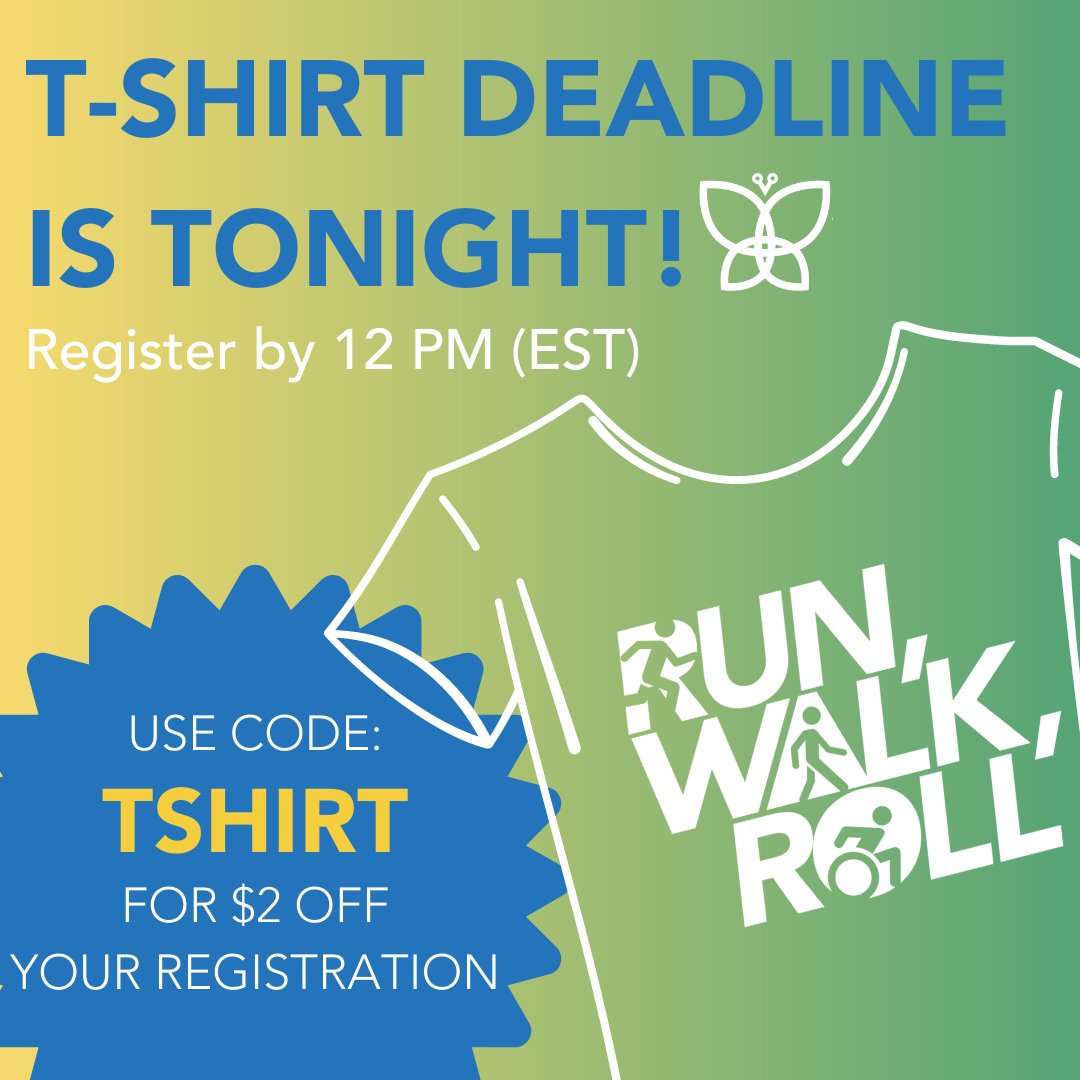 JosephMaleyJMF's tweet photo. 🚨REMINDER!!🚨 The deadline to register for our Run, Walk, Roll Race Series AND receive a t-shirt is TONIGHT. Be sure to register by midnight (EST)! Better yet: use code TSHIRT for $2 off your registration: https://t.co/WcRsoNomEA https://t.co/l95hGzXPCL