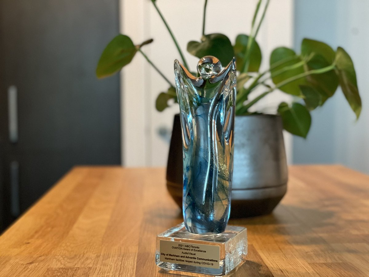 MikulB's tweet photo. Excited to get my @IABCToronto #OVATION21 Award statue today for my team’s hard work in responding to the COVID-19 pandemic and keeping our community safe during the largest healthcare crisis in a century. 

#MarkhamCares https://t.co/3y6dCMOXGw