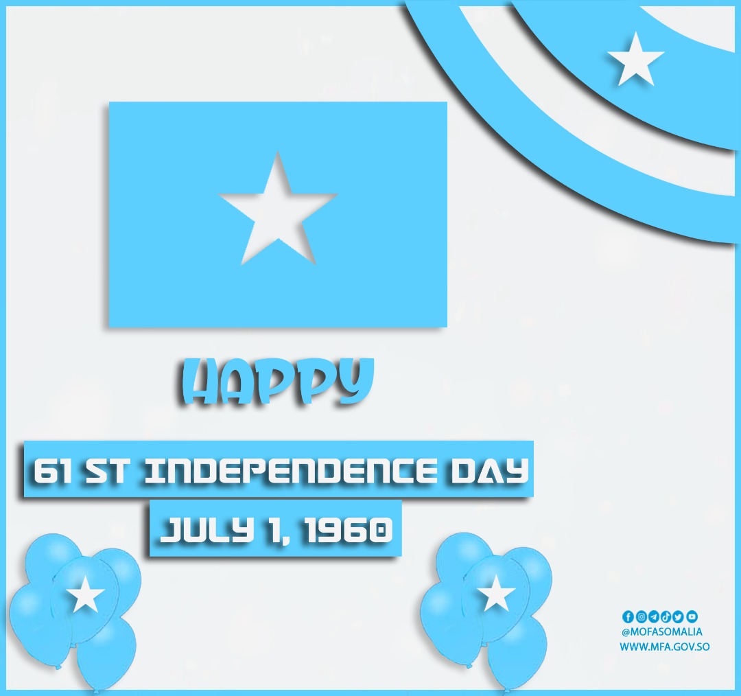 We congratulate our #Somali people on the 61st anniversary of the 1st of July, the #IndependenceDay of #Somalia🇸🇴 and the unity of the North and South regions of our beloved country. Our unity is our strength. #Mogadishu #Hargeisa