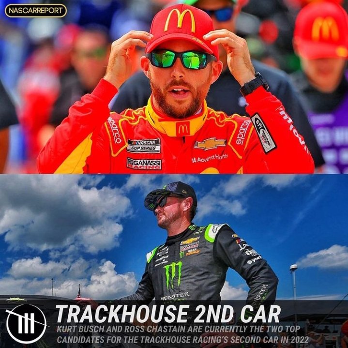 Kurt Busch and Ross Chastain are the two top candidates for Trackhouse Racing's second car in 2022.
