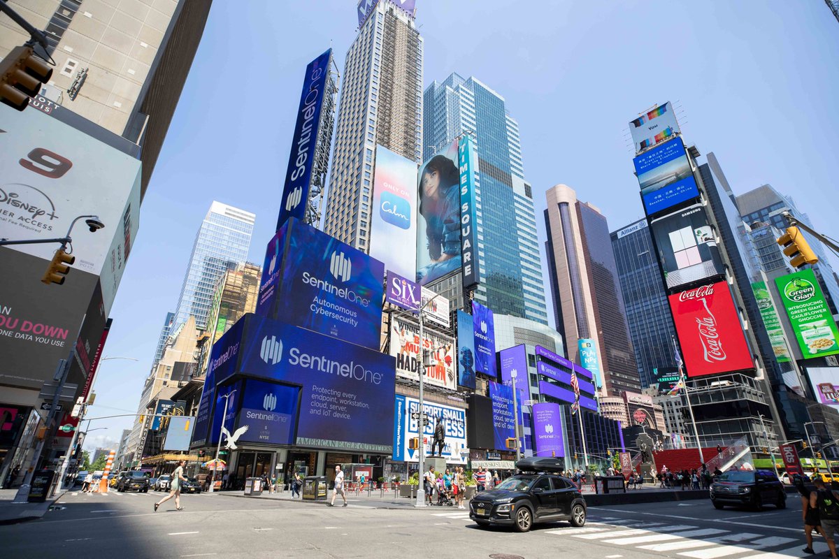 NYSE's tweet photo. .@SentinelOne (NYSE: $S) takes over Times Square to celebrate its IPO today 🏙 #SentinelOneIPO #S1IPO https://t.co/EUFw3mGAkc