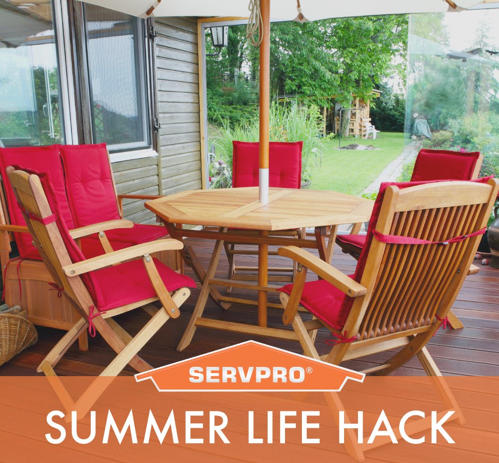 Summer Life Hack: Fill a spray bottle with white vinegar, and spritz over patio chairs and tables to remove mildew stains and prevent mold from forming.