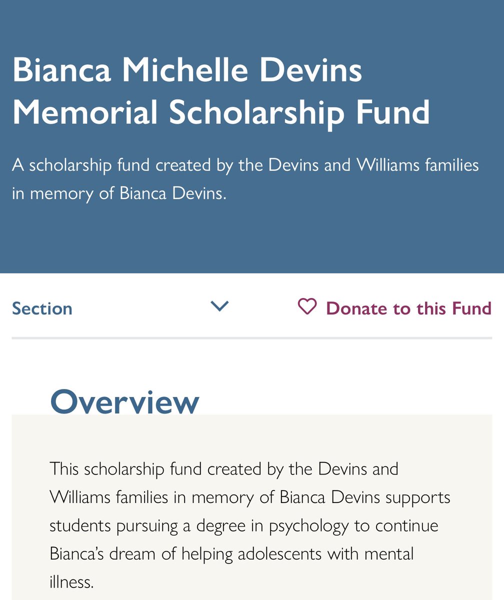 ——> the Bianca Michelle Devins Memorial Scholarship Fund  foundationhoc.org/give/funds/bia…