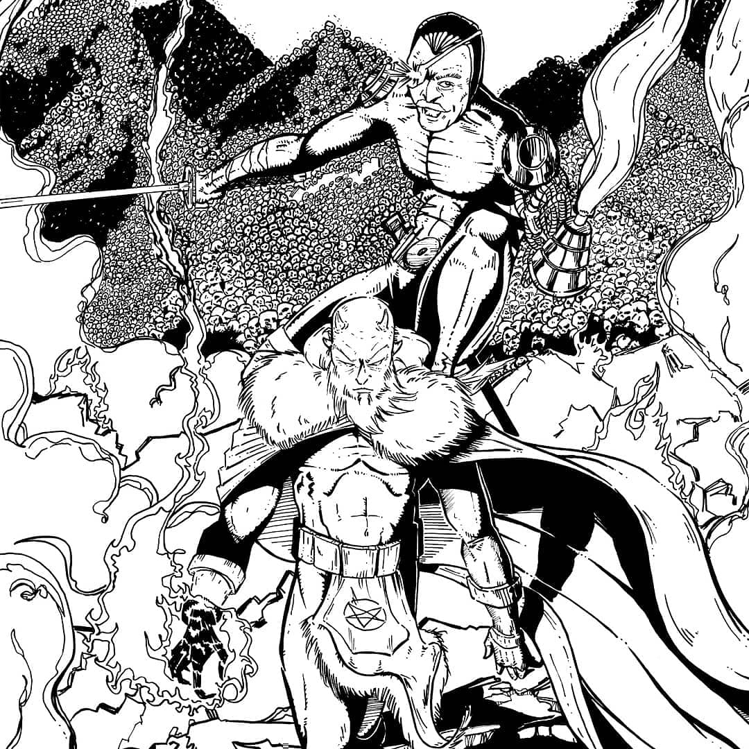 MileHighIsland's tweet photo. Aloha inter webs!
My cover for #Hellbringers The Ties that Bind Us from Silent Mayhem Productions The #kickstartercampaign launched on the 28th so go take a look.

#TheCouncilofHate #BeelzebubandAim

Colors by: #RussCasseday 

#comicbookart #comicbooks #wywwm #lineart https://t.co/JzX4RiqWcQ
