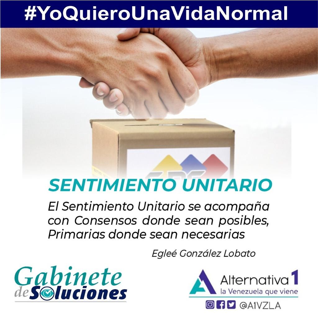 Desde <a href="/A1Vzla/">Movimiento Político Alternativa 1</a> queremos promover el #SentimientoUnitario, ese que nos ayudará a dirimir las diferencias y construir las coincidencias.

¡Es momento de una nueva visión de la #Unidad!