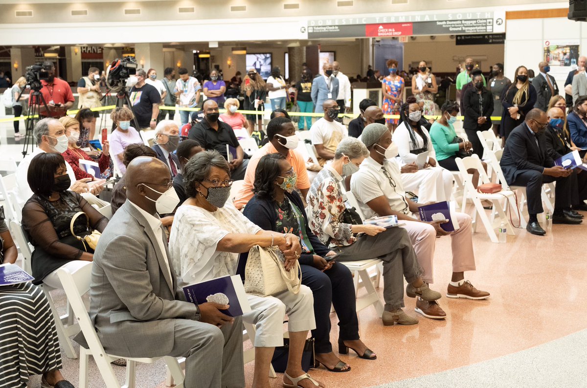 CityofAtlanta's tweet photo. The City of Atlanta unveiled a new installation @ATLAirport honoring the lives of Atlanta children gone too soon. Artist Dwayne Mitchell created over 30 portraits to memorialize the victims of the Atlanta Child Murders. https://t.co/bawWpkbKu5