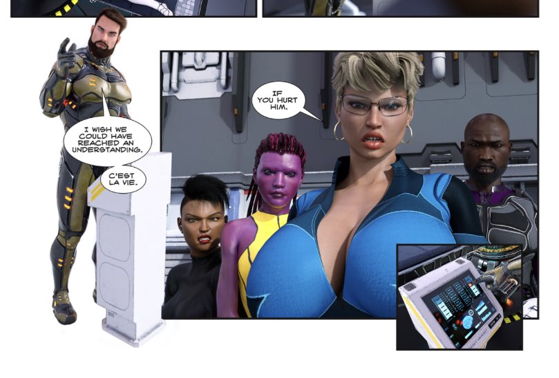 UnitMComics's tweet photo. #CestLaVie & threats in the latest #UnitM.
https://t.co/8yTvvBoBdi
#comic #comics #webcomic #webcomics #3dcomics #3dcomic #daz3d #dazstudio #comicfury #comicartist #comicart #comicbook https://t.co/leVfirf9YD