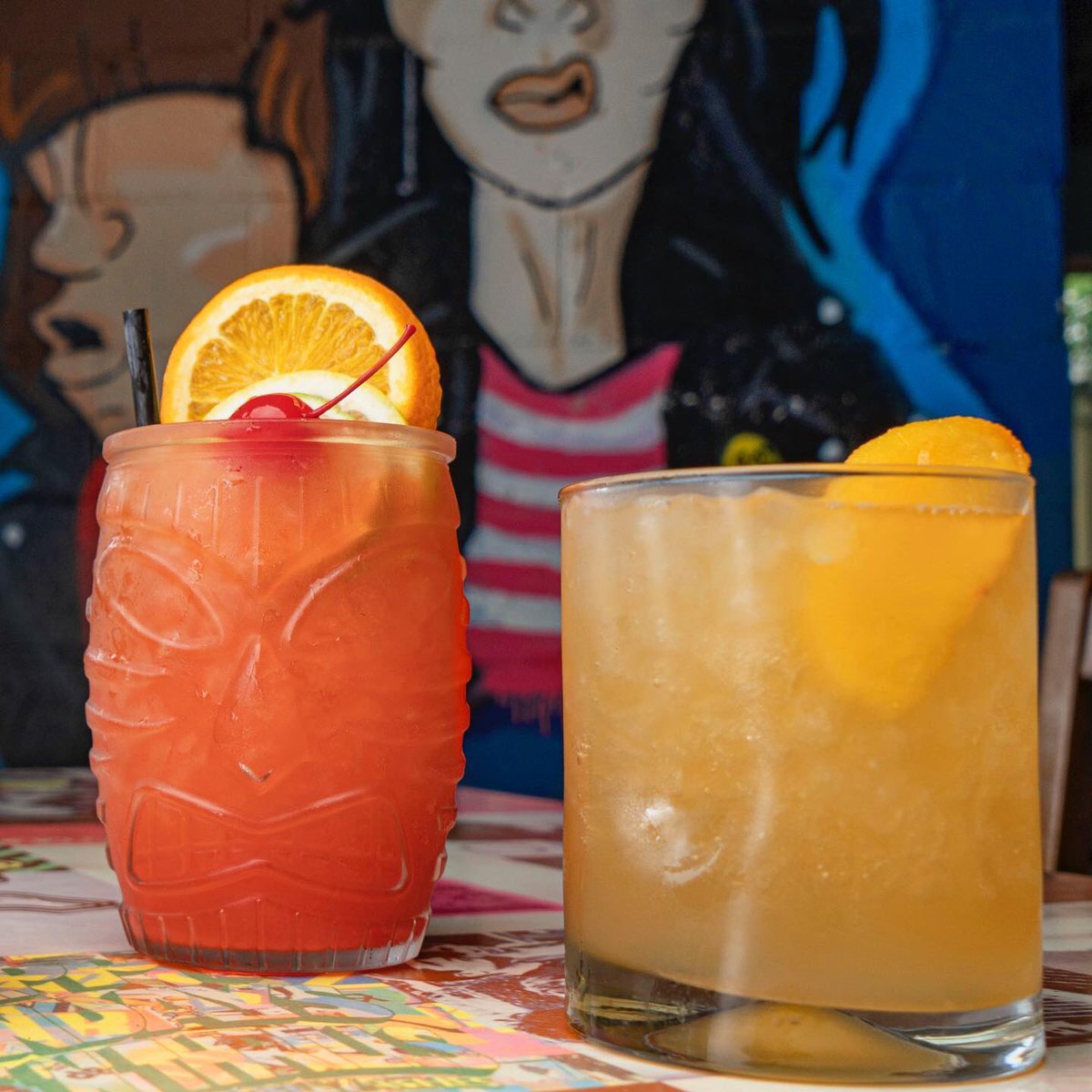 ☀️ FRIENDLY REMINDER ☀️ that all signature cocktails are only $5 every WTF! (Wednesday, Thursday, Friday… duh 😉)

Enjoy one of these beauts - the Five Finger Trashcan Punch &amp; the Rye Georgia Rye - or one of our other tasty, boozy thirst quenchers on the cheap! 💦