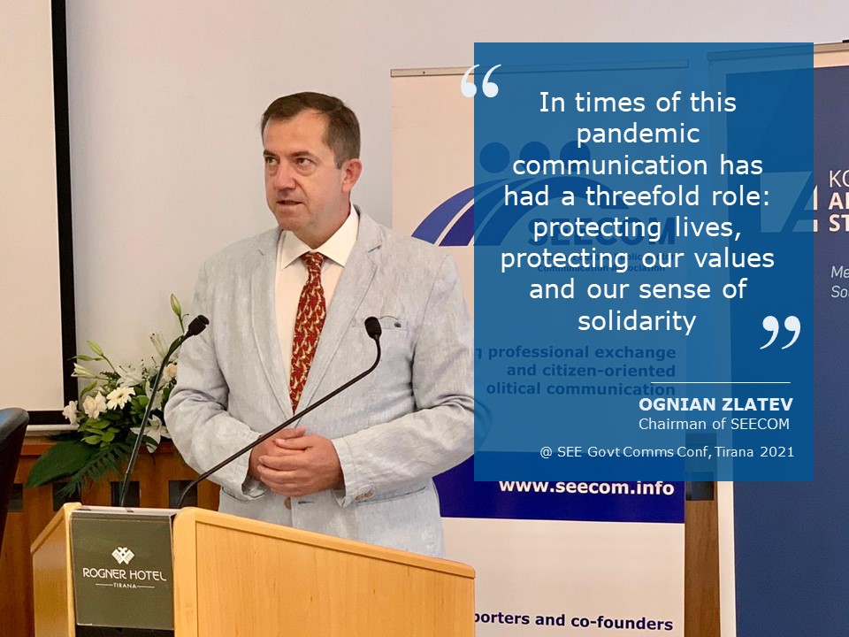 seecom_info's tweet photo. With his opening remarks #SEECOM Chairman @OgnianZlatev set just the right tone &amp; mood for high quality contributions &amp; lively exchange that followed @ 9th #SouthEastEurope Govt Comms Conf. in #Tirana https://t.co/zCqtkrLKuM