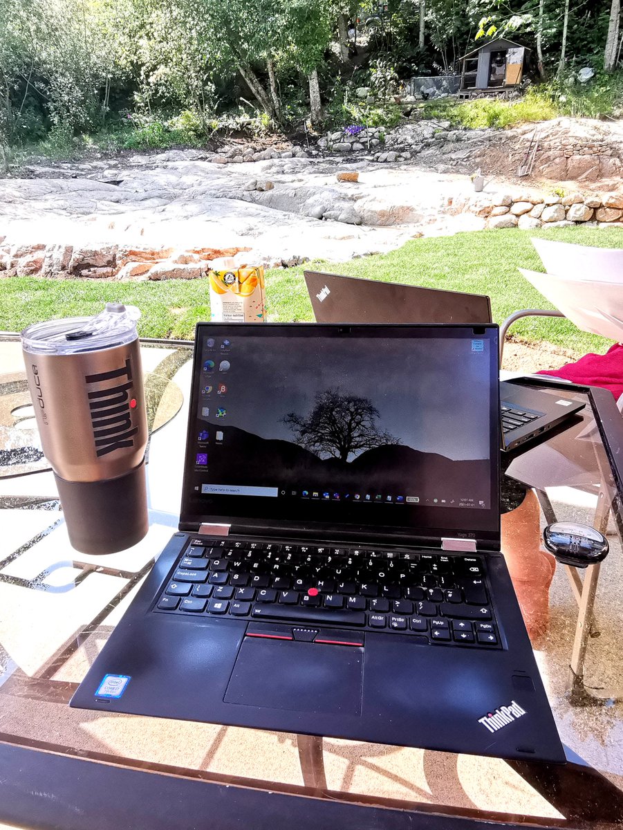 geordiemuppet's tweet photo. His and hers #ThinkPad work machines (Yoga 370 & L13 Yoga), doing some afternoon work in a thankfully cooler afternoon.
#MyThinkPad #LenovoIN #GettingThingsDone #WorkingFromHome https://t.co/SUxb3s3Gk5