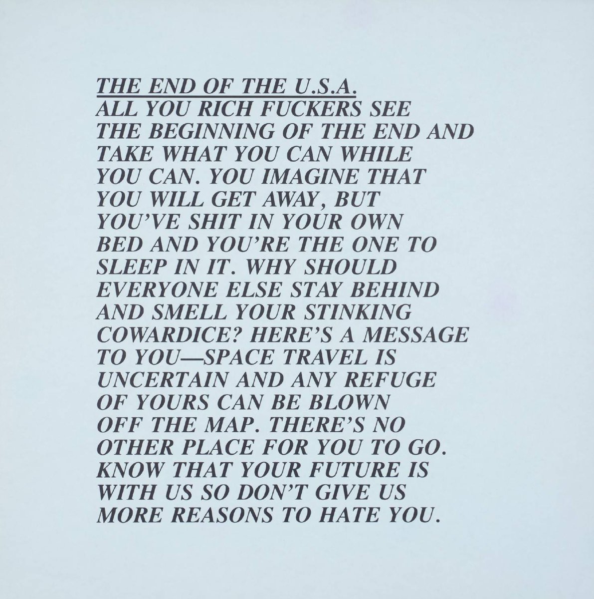 RT @TateArtBot: Jenny Holzer, Untitled, 1979 https://t.co/XPjJkGUNFZ #tatemuseum #museumarchive https://t.co/4U6TgIKlji