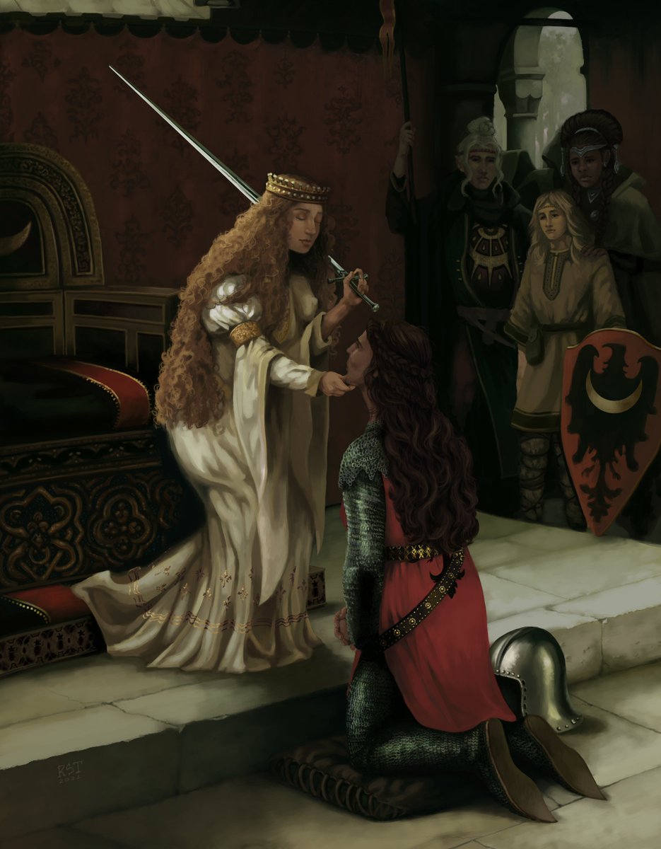 My take on Edmund Leighton's The Accolade (1901) for <a href="/Nova_Mali/">Nova and Mali</a>'s ✨Classics but make it Gay✨ zine!