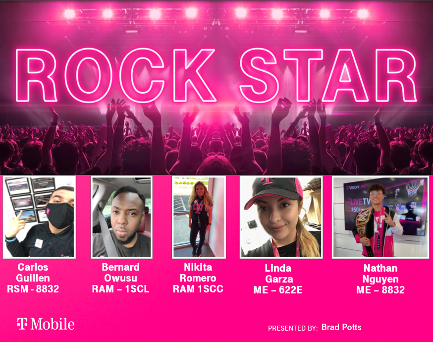 brad_potts's tweet photo. We can't roll into the next quarter before giving a shoutout to the Q1 Winner's Circle winners from DFW Southwest! These #RockStars continue to shine and we're lucky to have them on #TeamMagenta ! Thanks for all you do! @TMobile @tobiastjones  #DFWSWAT https://t.co/AZp8j5L53X