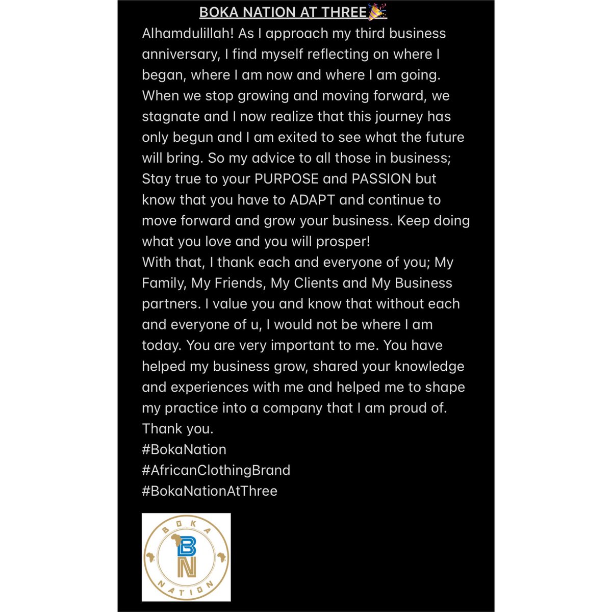 BokaNation's tweet photo. BOKA NATION AT THREE🎉
#BokaNation #AfricanClothingBrand https://t.co/95R1hY6RGC