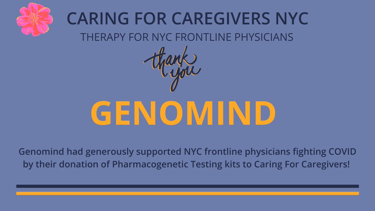 Thank you GENOMIND for your incredibly generous support of NYC frontline physicians through your donation of Pharmacogenetic Testing kits to Caring For Caregivers NYC!! 
#genomind #genetictesting #MedTwitter ⁦<a href="/genomind/">Genomind</a>⁩