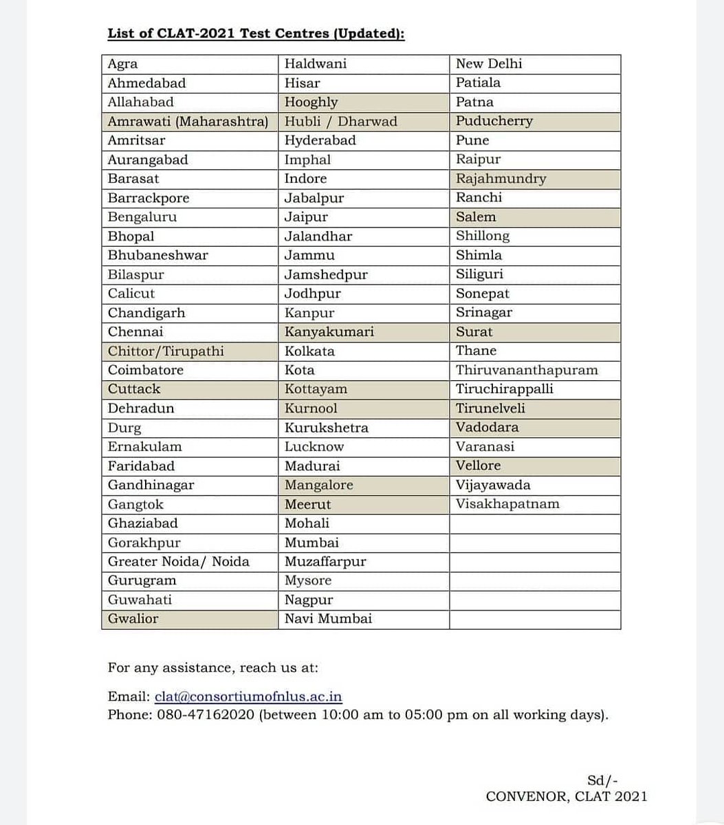panacealearn's tweet image. #clat_2021_aspirants
Update from the CLAT Consortium
About the CLAT Test Centers.
.
.
#lawpreptutorialprayagraj #clatconsortium #update #clat2021 #clataspirants