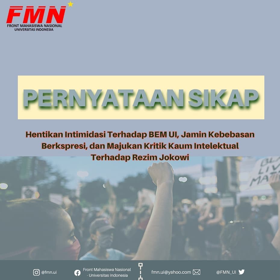 FmnNasional's tweet photo. Pernyataan Sikap FMN UNIVERSITAS INDONESIA https://t.co/CBv9BDJ8Yp