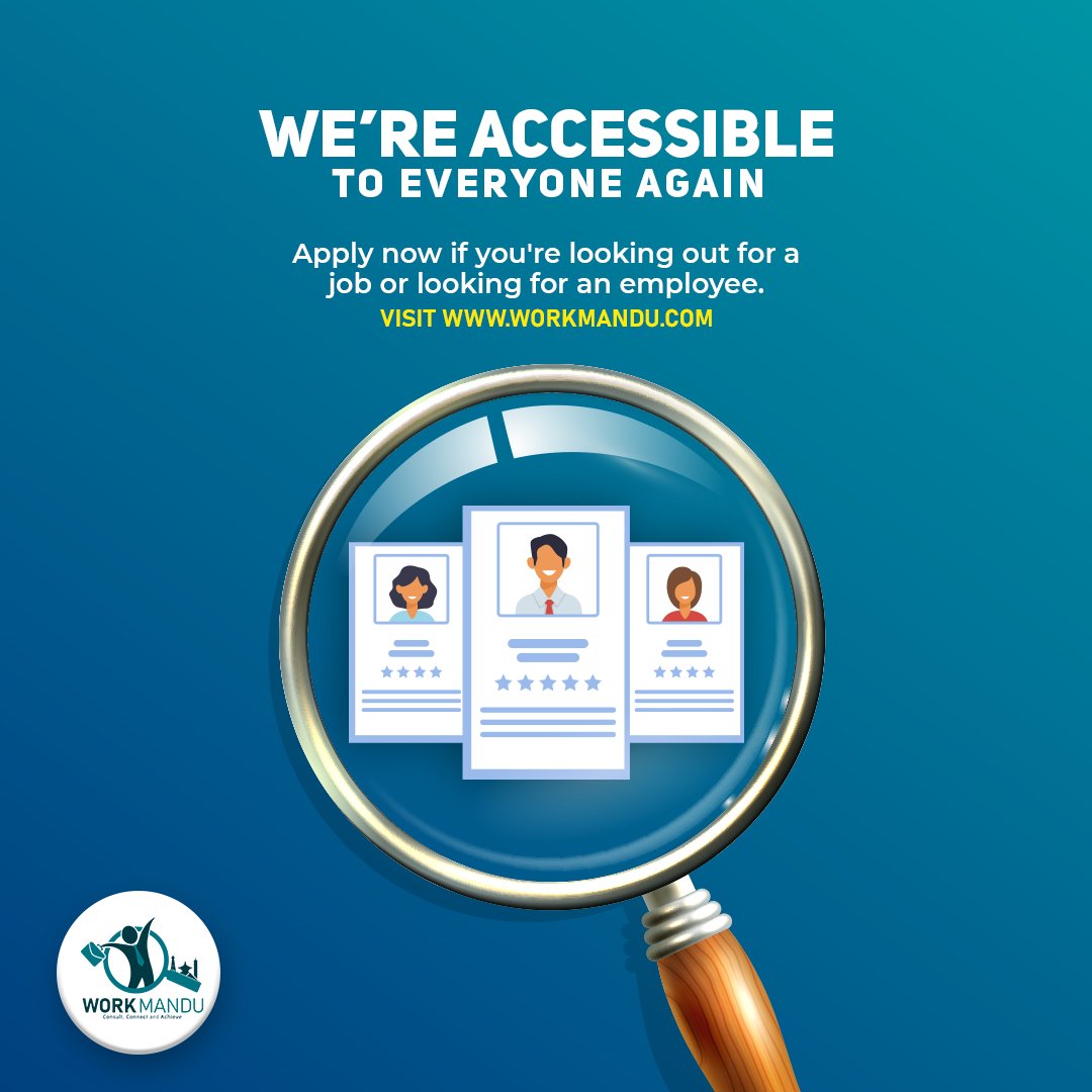 Workmandu2's tweet photo. We’re so glad to announce that we’re back.

Time to blow off the dust and get ready for what we do best &amp; that’s bringing you the best jobs out there in the market.

#Workmandu #jobrecruitmentagency #jobagency #jobs #recruiter #employees #jobseeker #jobprovider #jobsinNepal https://t.co/5RyleFMwau