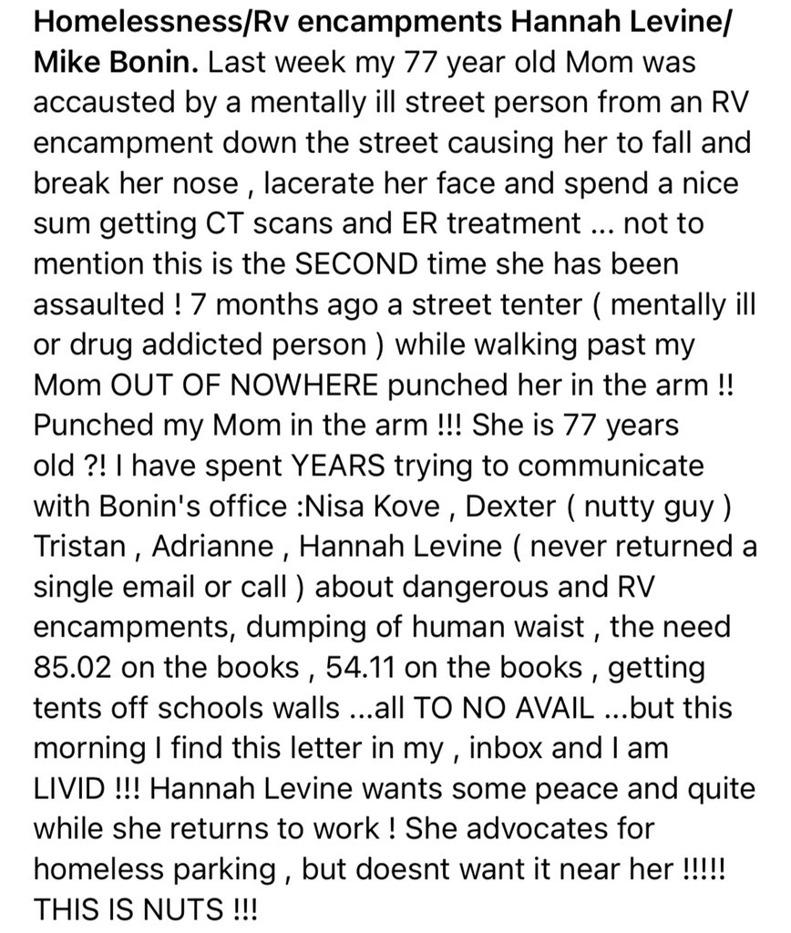 77 year old woman assaulted twice. @MikeBoninLA’s office ignore her pleas for help, while spending their time requesting removal of an older man sleeping outside their own office.