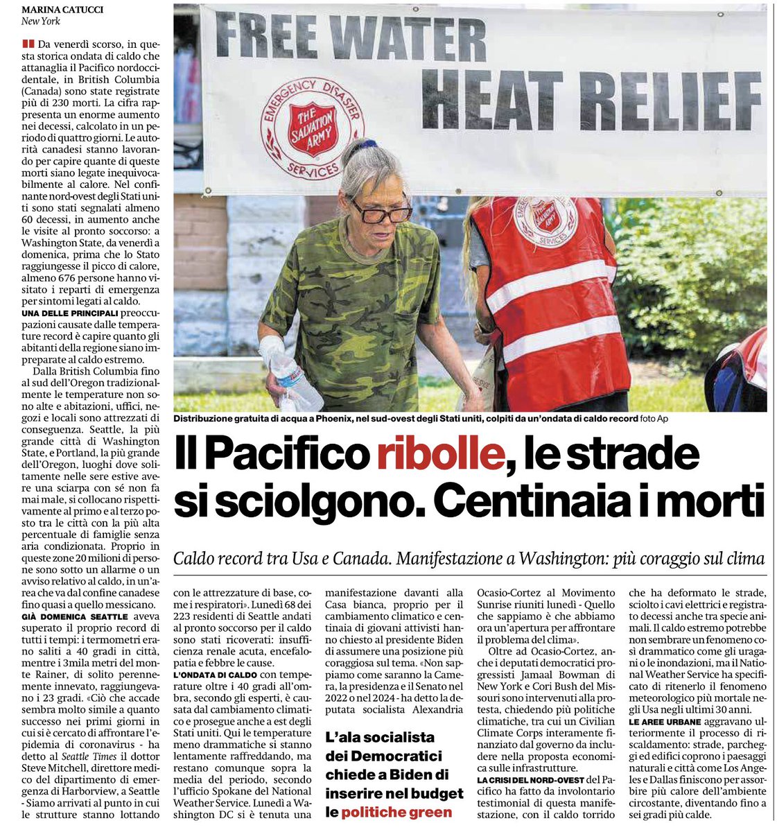 francofontana43's tweet photo. Cambio climatico.
Caldo record tra Usa e Canada.
Il Pacifico ribolle, le strade si sciolgono.
Centinaia i morti.
@marina_catucci https://t.co/SzxpoFmxua