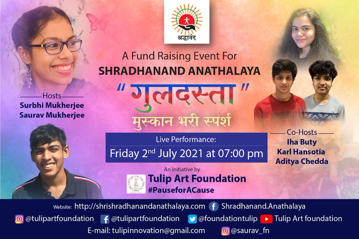 FoundationTulip's tweet photo. Join us tomorrow for a wonderful cause and contribute ₹350 to watch live performance.

Hope to meet you virtually.
#PauseForACause

PAUSE FOR A CAUSE 
BANK DETAILS HDFC BANK 

Ltd Account No: 50100402992348
RTGS/NEFT Code: HDFC0000102

Paytm /Google Pay: 9422810747 https://t.co/pgmBHJT3fa