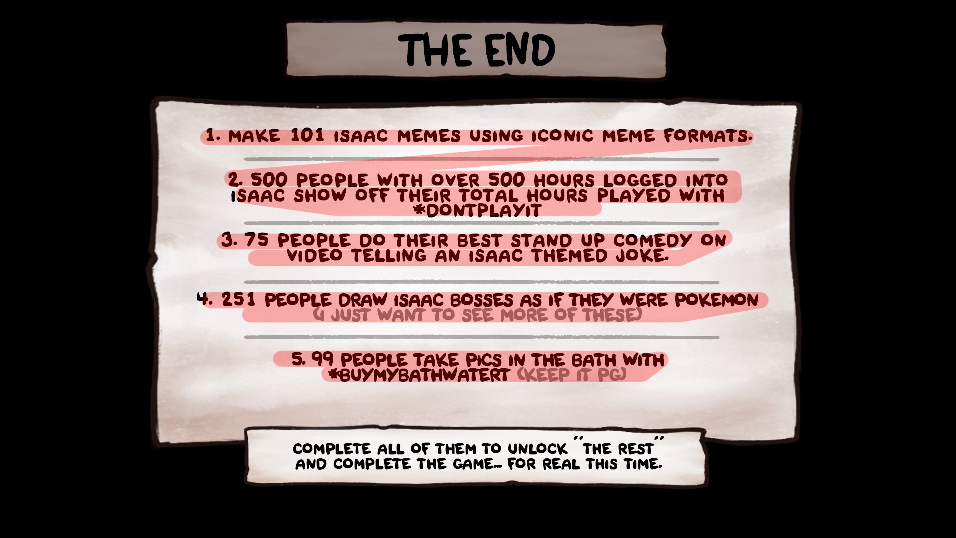 🜏 Edmund McMillen 🜏 on Twitter: "we have finished The End... ALL SOCOAL  GOALS COMPLETE! now lets unlock the final warp zone cards!  https://t.co/HqiejgUbh5 https://t.co/MqGJmGei2U" / Twitter