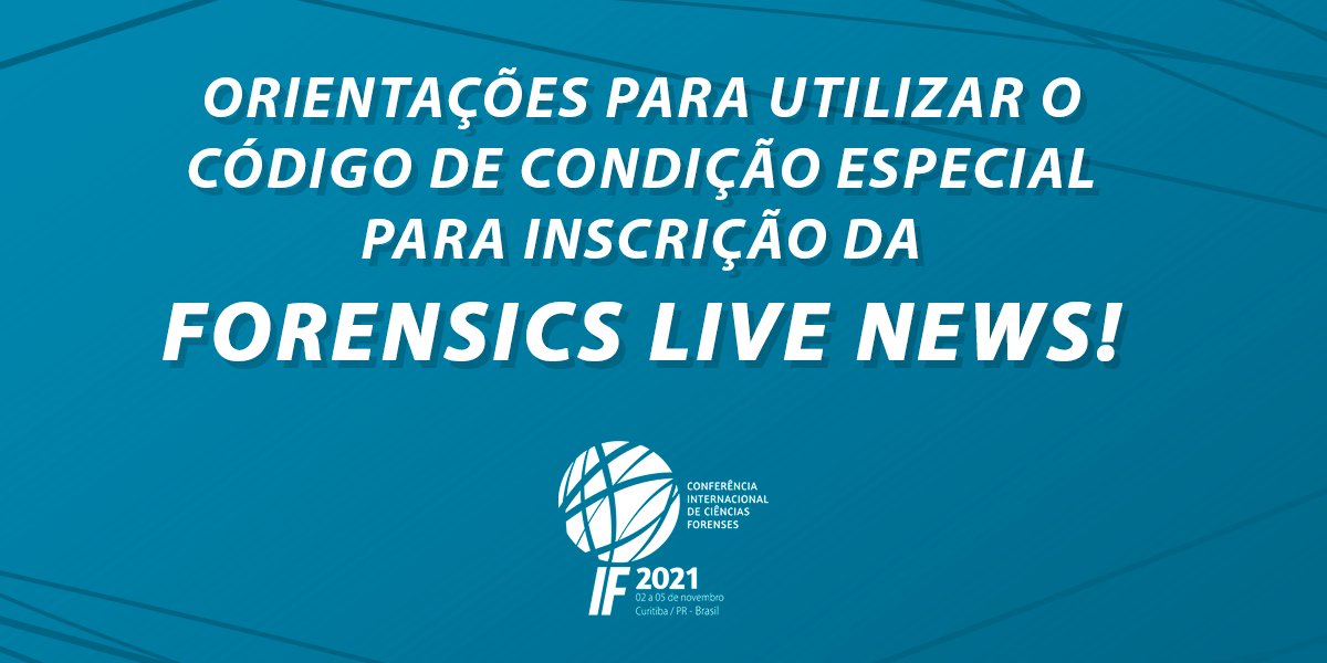 interforensics's tweet photo. A organização da IF2021 preparou uma super promoção para quem conferiu a Live. Um valor especial de R$ 430,00 na inscrição do evento somente até o dia 09/07. Código para validar sua inscrição: EUVOUIF2021 https://t.co/4wyAMK5vGu