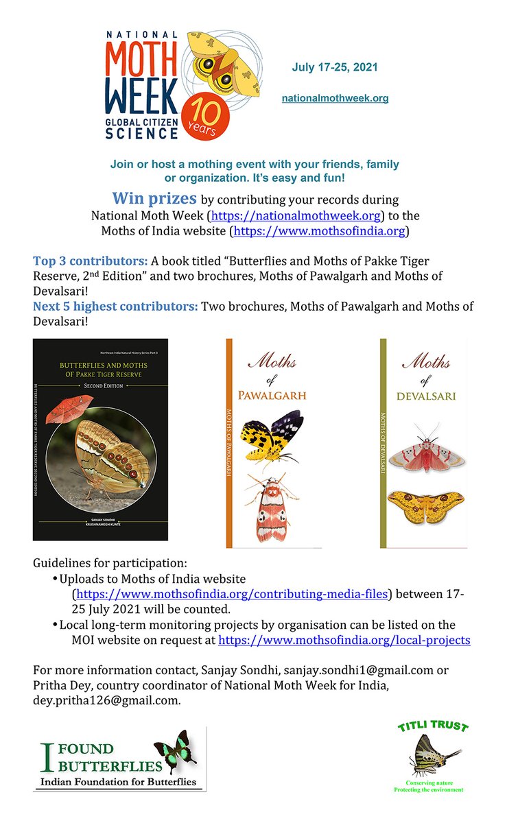 Moths of India—our citizen science platform—is celebrating National Moth Week 2021 (mothsofindia.org/national-moth-…). Submit your observations to a peer-reviewed platform, contribute to your naturalist community and favourite organisms, and win prizes! 
mothsofindia.org/contributing-m…