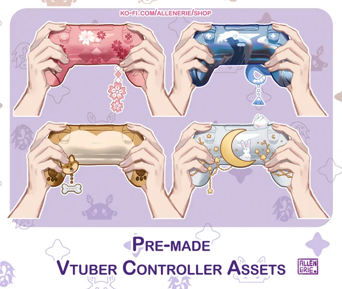 ✨Premade controller assets✨
I probably will have more assets available in my ko-fi in future
this will be around 1.5 kofi for a set of 4 controller designs

link: https://t.co/kthZKobLeF

#VTuber #ENVTuber #VTuberAssets #vtubercommissions 