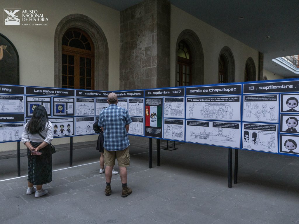 Museodehistoria's tweet photo. A través de historietas y muñecos de fieltro, "Niños héroes, un lunes de 1847" te lleva a vivir un día en la vida de los cadetes del Colegio Militar, además de permitirte conocer los sucesos que rodearon a la famosa Batalla de Chapultepec. ¡Visita la #expo en el Patio de Escudos! https://t.co/oKatWGUPQa