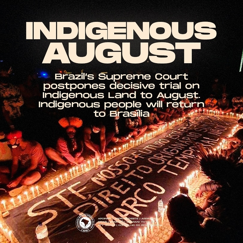 ApibOficial's tweet image. A case that could seal the future of indigenous peoples returns to the Supreme Court's voting agenda in August, when the international recognition of indigenous peoples is celebrated. bit.ly/3yc5JHC

#MarcoTemporalNão